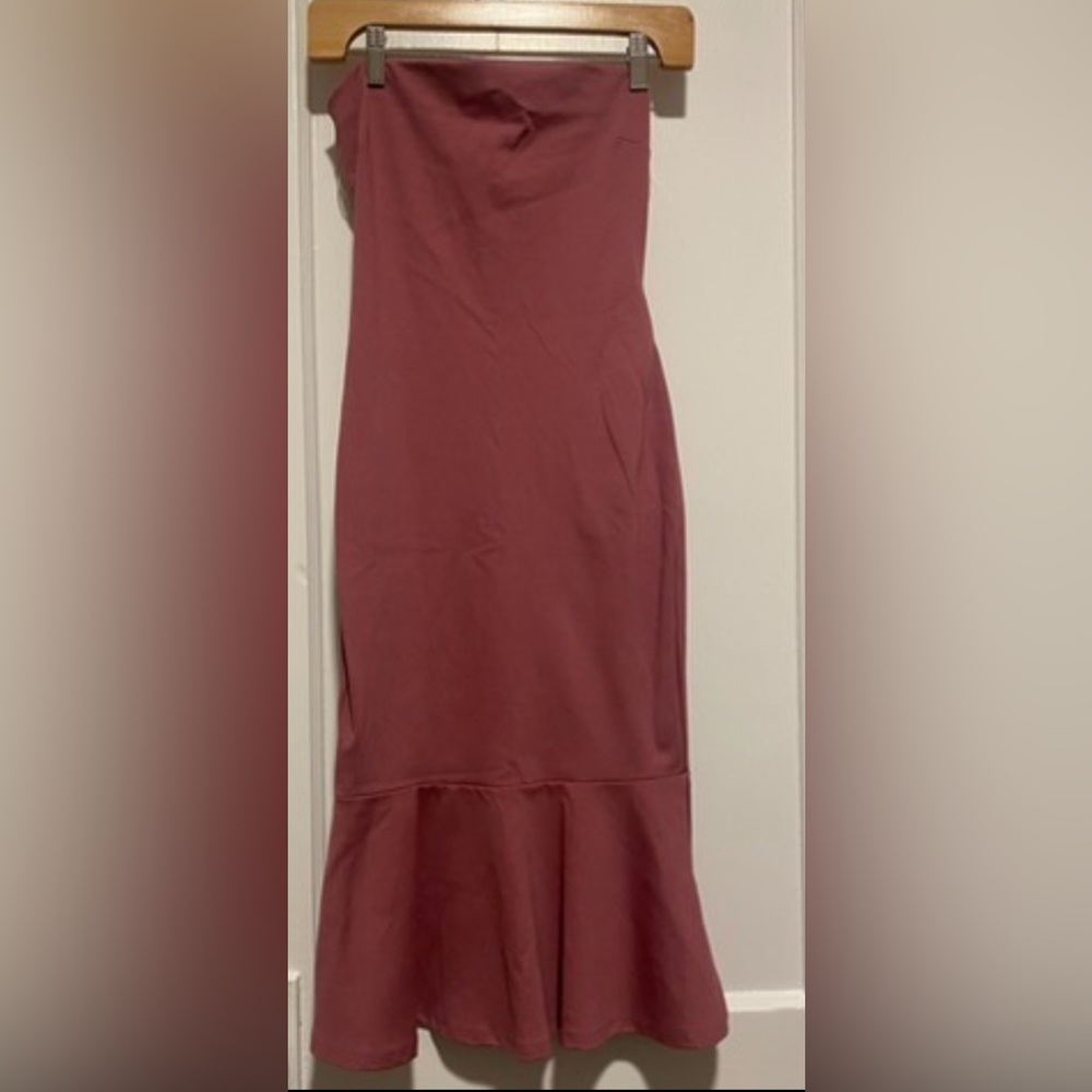 Haute Monde Pink Midi Strapless Pencil Dress